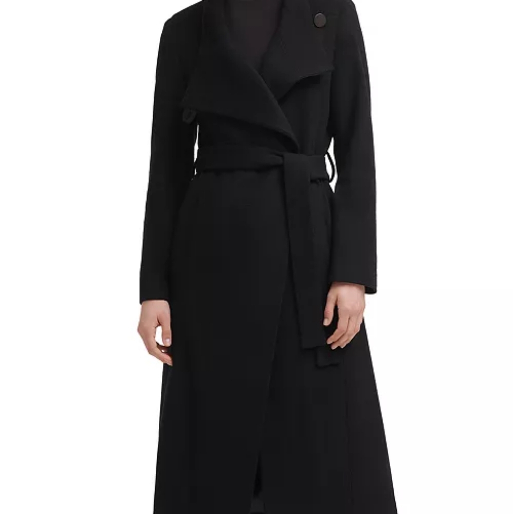 Kenneth Cole Women's Asymmetric Belted Maxi Coat Sz 6